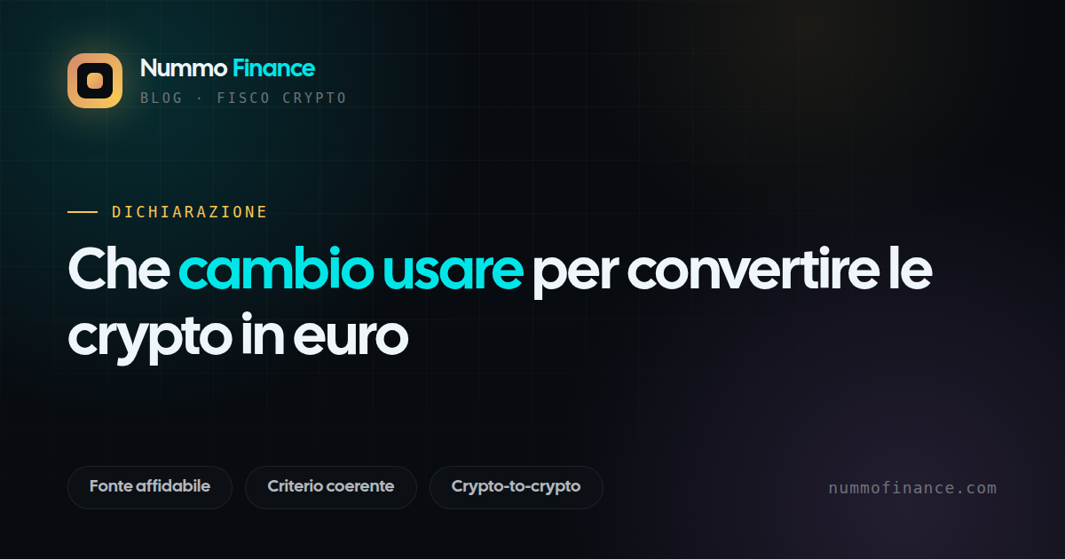 Che cambio usare per convertire le crypto in euro in dichiarazione