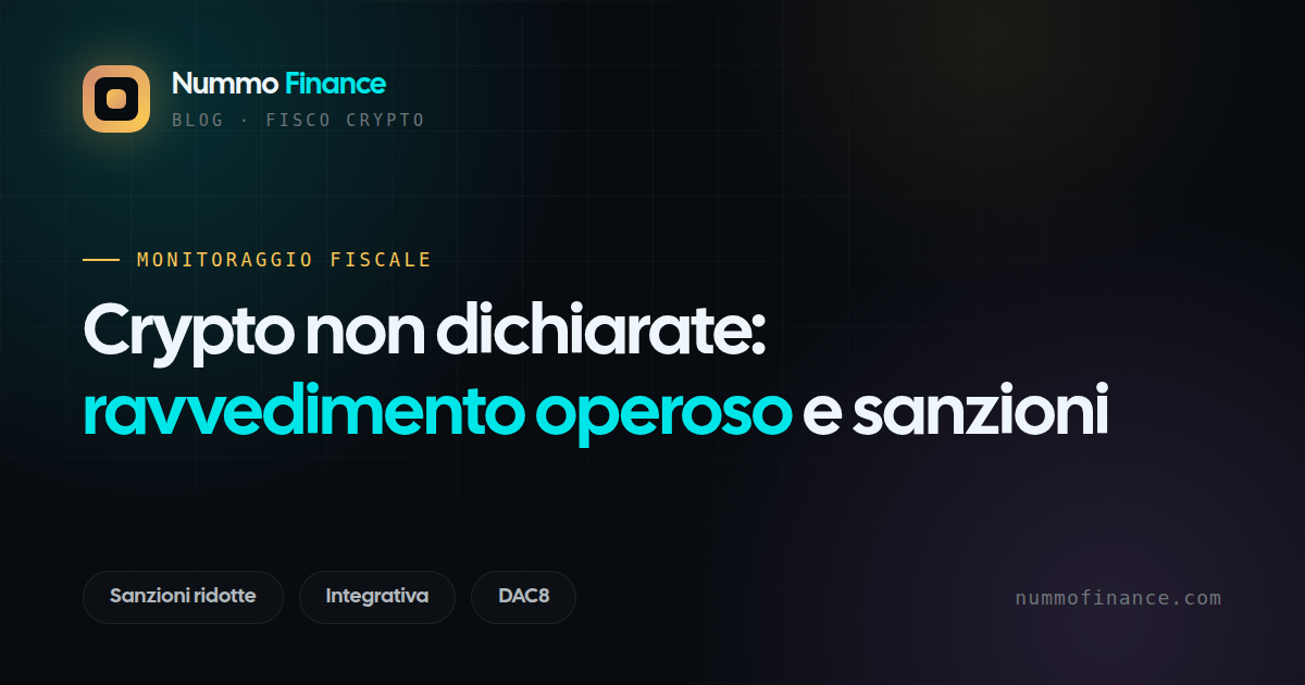 Crypto non dichiarate: ravvedimento operoso e sanzioni