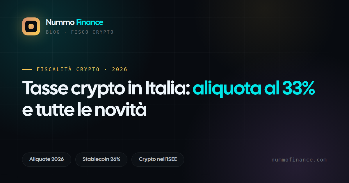 Tasse sulle criptovalute in Italia nel 2026: aliquote e novità